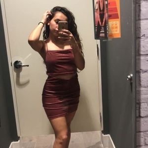 Forever 21 maroon matching skirt set